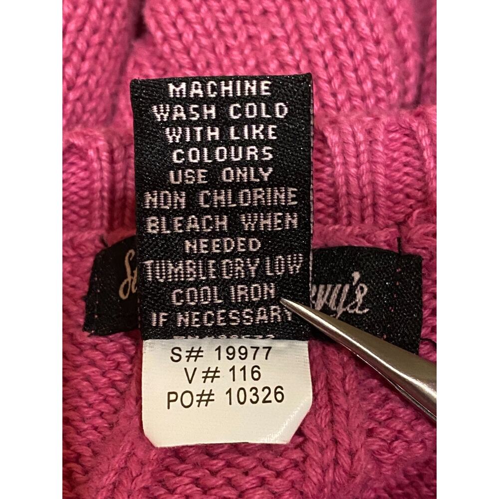 Steve & Barry's Pink Cableknit Sweater Size M Fisherman‎ Chunky Cotton Preppy - Picture 7 of 8